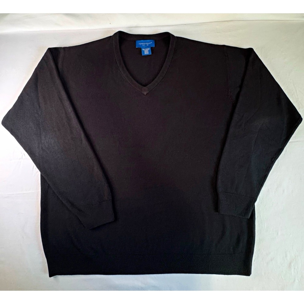 Towncraft Men's Black Acrylic Solid Knit V-Neck Pullover Sweater 2XLT B&T